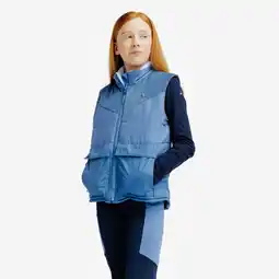 Decathlon Bodywarmer voor ruitersport voor kinderen warm komeetblauw/zachtpaars aanbieding