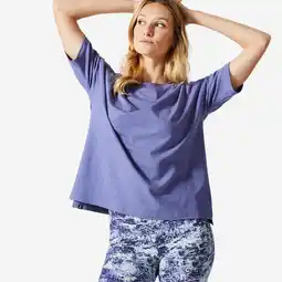 Decathlon Fitness T-shirt voor dames loose fit 520 blauw aanbieding