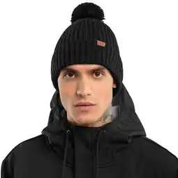 Decathlon Heren en Dames Wintersport Wintermuts met pompon Nori Zwart aanbieding