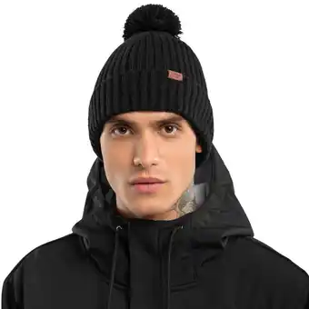 Decathlon Heren en Dames Wintersport Wintermuts met pompon Nori Zwart aanbieding