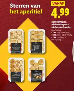 Lidl Aperitiefhapjes minihamburgers of miniworstenbroodjes aanbieding