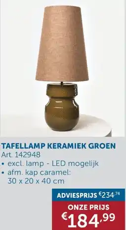 Zelfbouwmarkt Tafellamp Keramiek Groen aanbieding