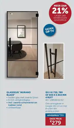 Zelfbouwmarkt Glasdeur Murano Black aanbieding