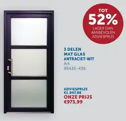 Zelfbouwmarkt 3 Delen Mat Glas Antraciet Wit aanbieding