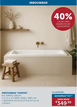 Zelfbouwmarkt Inbouwbad Harper Glanzend aanbieding