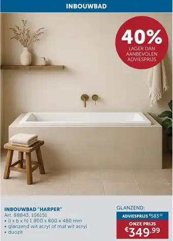 Zelfbouwmarkt Inbouwbad Harper Glanzend aanbieding