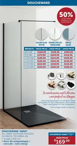 Zelfbouwmarkt Douchewand Anais aanbieding