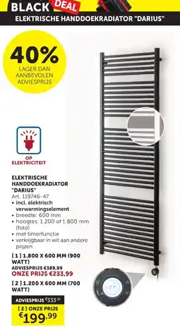 Zelfbouwmarkt Elektrische Handdoekradiator Darius aanbieding