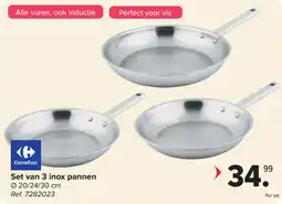 Carrefour Set van 3 inox pannen aanbieding
