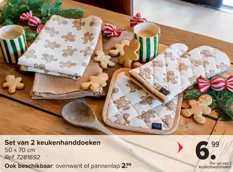 Carrefour Set van 2 keukenhanddoeken aanbieding