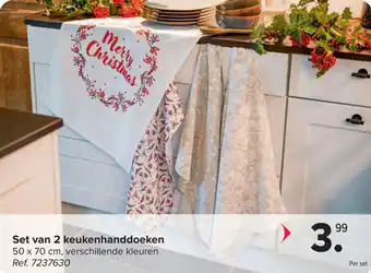 Carrefour Set van 2 keukenhanddoeken aanbieding