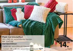 Carrefour Plaid met tricoteffect aanbieding