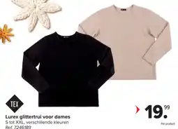 Carrefour Tex Lurex glittertrui voor dames aanbieding