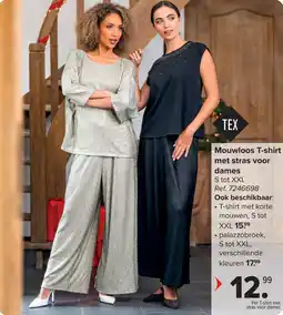 Carrefour Tex Mouwloos T-shirt met stras voor dames aanbieding