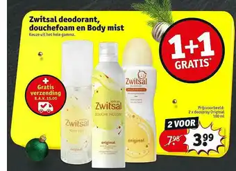 Kruidvat Zwitsal Deodorant Douchefoam En Body Mist 1+1 Gratis aanbieding