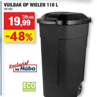 Hubo Vuilbak Op Wielen 110 L aanbieding