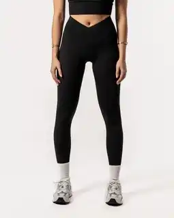 Decathlon Dames legging met gekruiste tailleband zonder zakken voor fitness zwart aanbieding