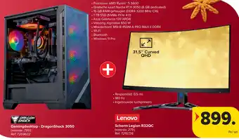 Gamingdesktop - DragonShock 3050 + Lenovo Scherm Legion R32QC