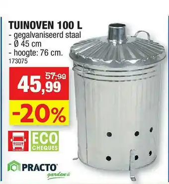 Hubo Tuinoven 100 L Practo aanbieding