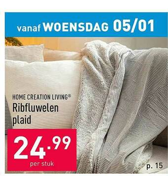 ALDI Ribfluwelen Plaid aanbieding