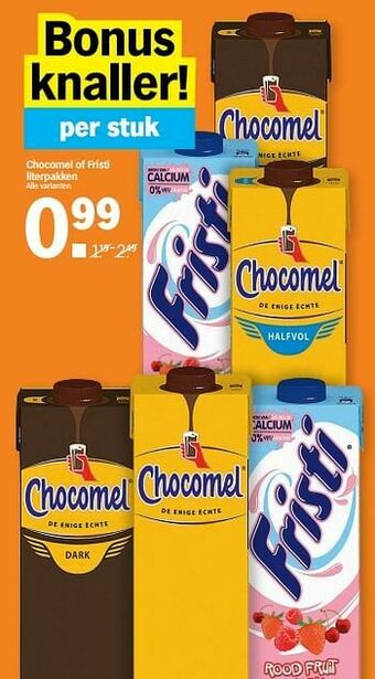 Albert Heijn Chocomel of fristi literpakken aanbieding