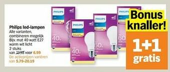 Albert Heijn Philips led-lampen mat 40 watt e27 warm wit licht aanbieding