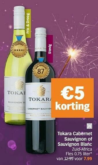 Albert Heijn Tokara cabernet sauvignon of sauvignon blanc aanbieding