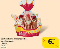 Carrefour Boot met sinterklaasfiguurtjes van chocolade Libeert aanbieding
