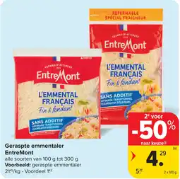 Carrefour Geraspte emmentaler EntreMont aanbieding