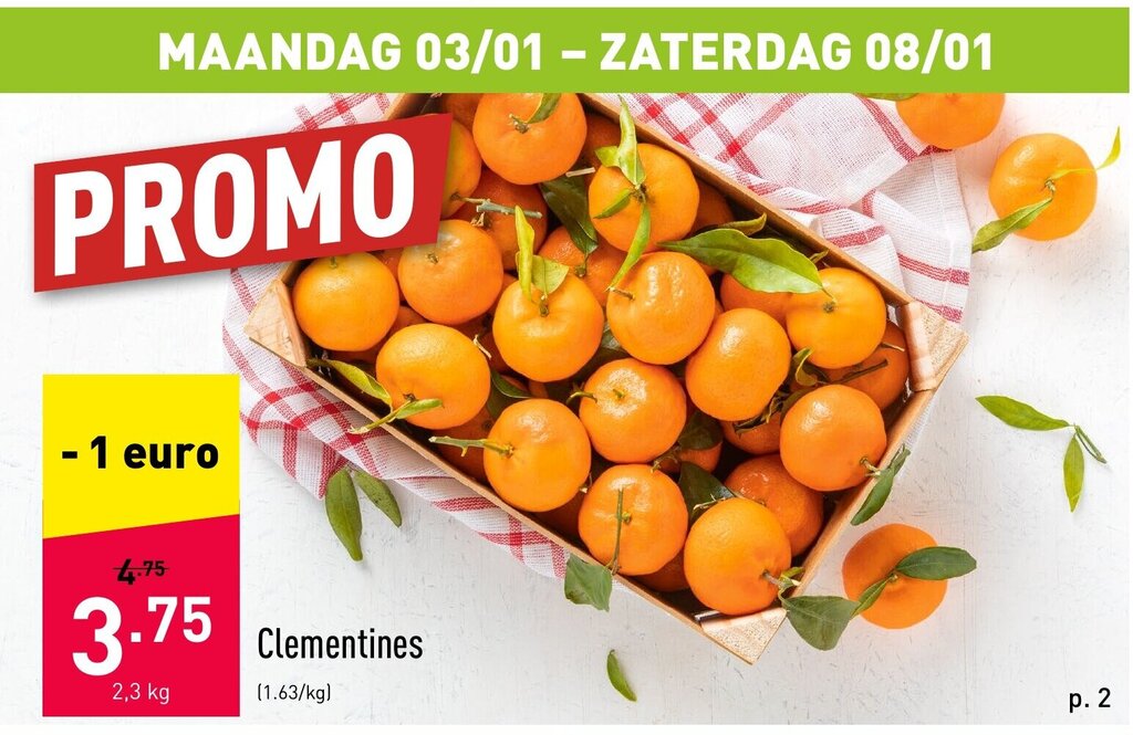 Clementines 2,3 kg promotie bij ALDI
