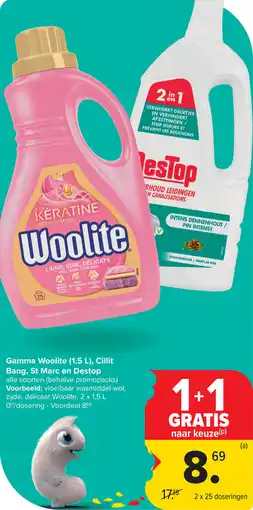 Carrefour Gamma Woolite, Cillit Bang, St Marc en Destop aanbieding