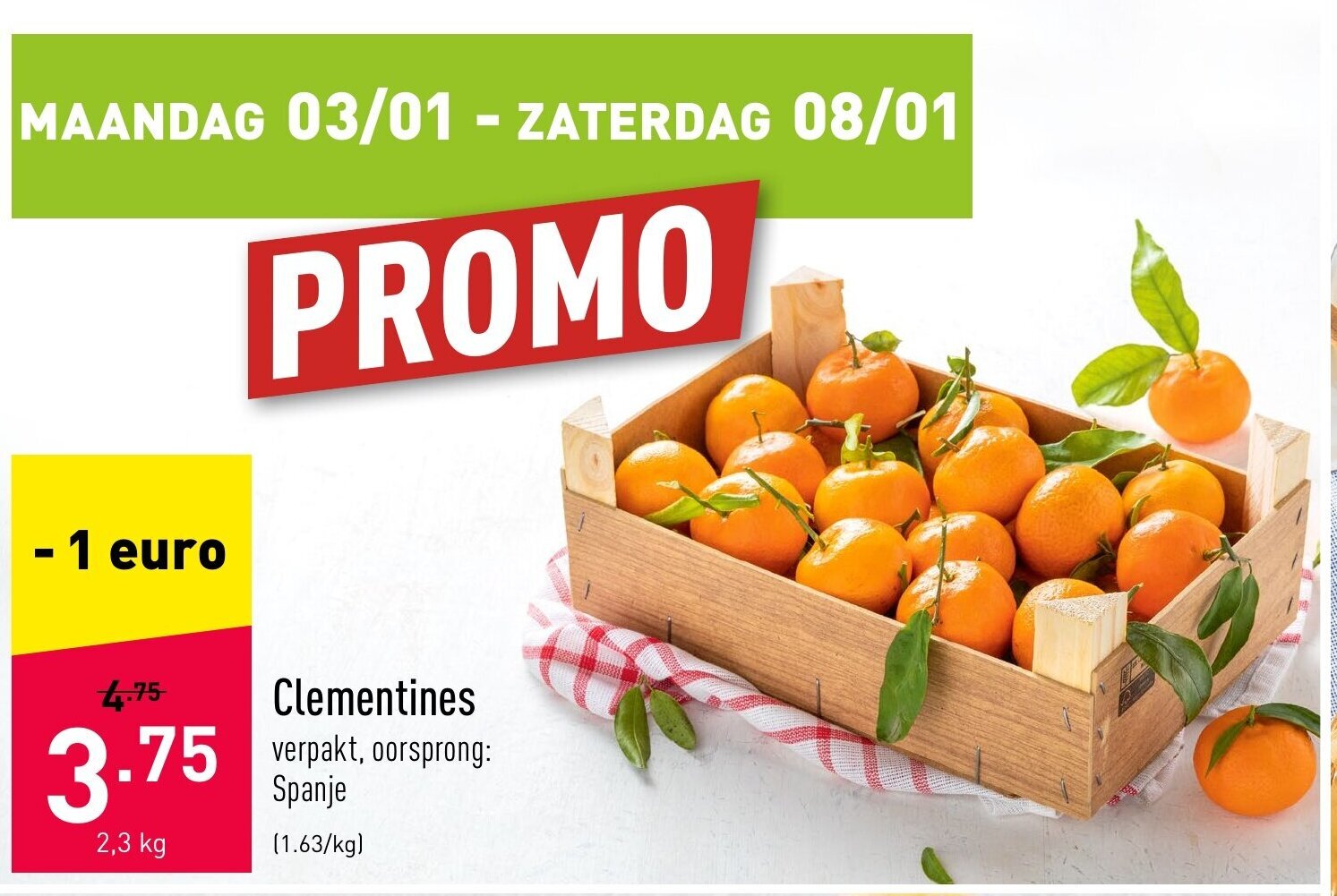 Clementines 2,3 kg promotie bij ALDI