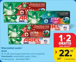 Carrefour Wasmiddel pods+ Ariel aanbieding