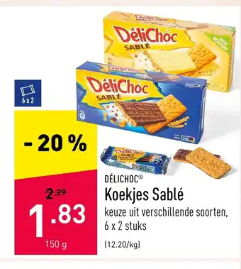 ALDI Delichoc Koekjes Sable 150 g aanbieding