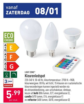 ALDI Light zone Kleurenledspot aanbieding
