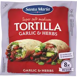 Albert Heijn Santa Maria Tortilla wraps garlic&herbs 8x medium aanbieding