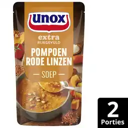 Albert Heijn Unox Pompoen rode linzensoep aanbieding