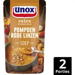 Albert Heijn Unox Pompoen rode linzensoep aanbieding