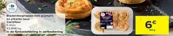 Bladerdeeghapjes met scampi's en pikante saus 140g