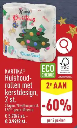 ALDI Kartika Huishoud rollen met kerstdesign aanbieding