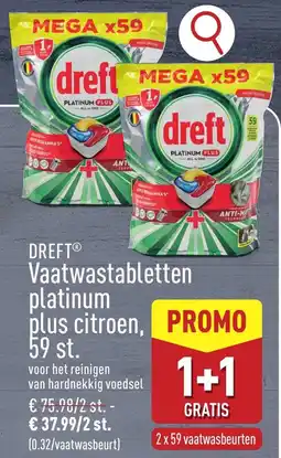 ALDI Dreft Vaatwastabletten Platinum Plus Citroen aanbieding