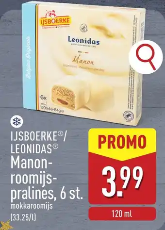 ALDI IJsboerke / Leonidas Manon Roomijs Pralinés aanbieding