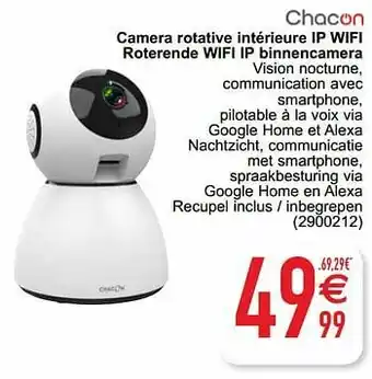 Cora Chacon camera rotative intérieure ip wifi roterende wifi ip binnencamera aanbieding