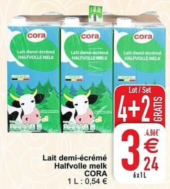 Cora Lait demi-écrémé halfvolle melk cora aanbieding