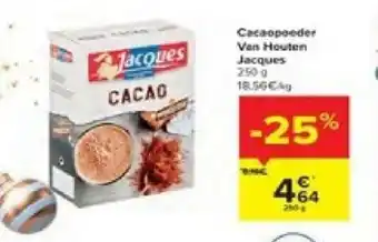 Carrefour Cacaopoeder van houten jacques 250g aanbieding