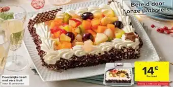 Carrefour Feestelijke taart met vers fruit aanbieding