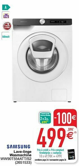 Cora Samsung lave-linge wasmachine ww90t554att-s2 aanbieding