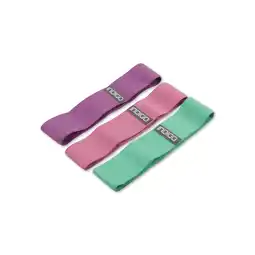 Decathlon Elastische Stoffen Bandjes 3 Niveaus van Weerstand INDIGO Paars-Roze-Groen aanbieding