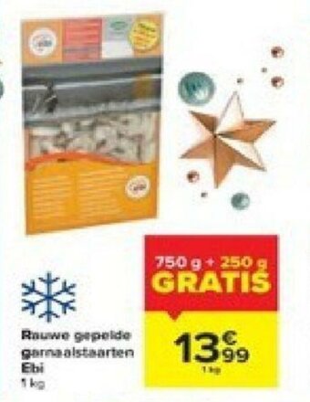 Carrefour Rauwe gepelde garnaalstaarten ebi aanbieding