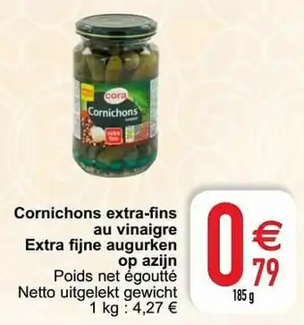 Cora Cornichons extra-fins au vinaigre extra fijne augurken op azijn aanbieding